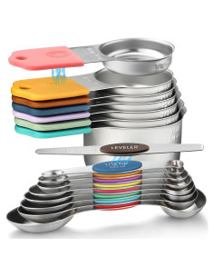 Juego de Tazas y Cucharas Medidoras Magnéticas YAMOLIN 16 Piezas