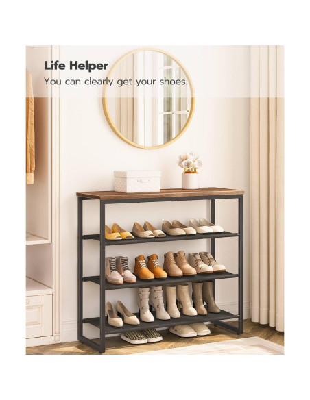Estante para Zapatos HOOBRO 4 Niveles Marrón Rústico