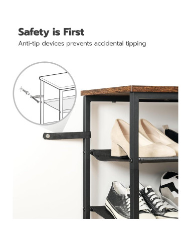 Estante para Zapatos HOOBRO 4 Niveles Marrón Rústico