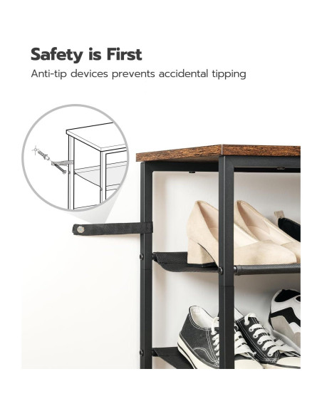 Estante para Zapatos HOOBRO 4 Niveles Marrón Rústico