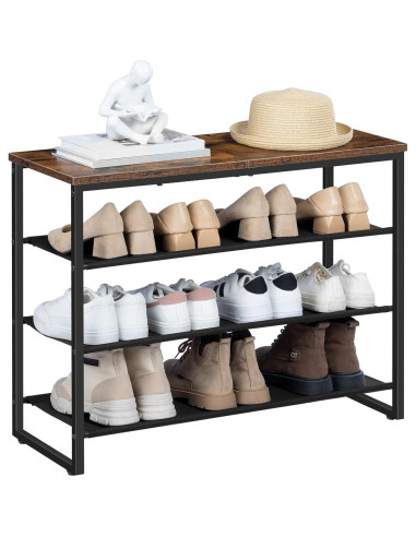 Estante para Zapatos HOOBRO 4 Niveles Marrón Rústico