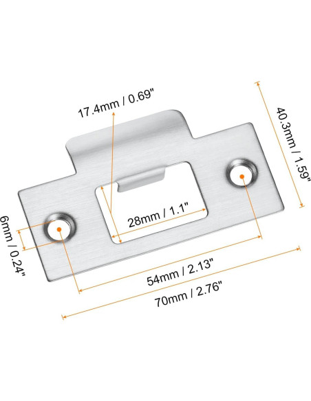 Placa de Strike de Acero Inoxidable uxcell 3 Pcs 70mm x 40mm
