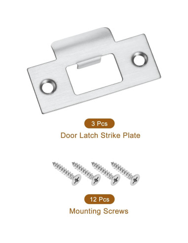 Placa de Strike de Acero Inoxidable uxcell 3 Pcs 70mm x 40mm