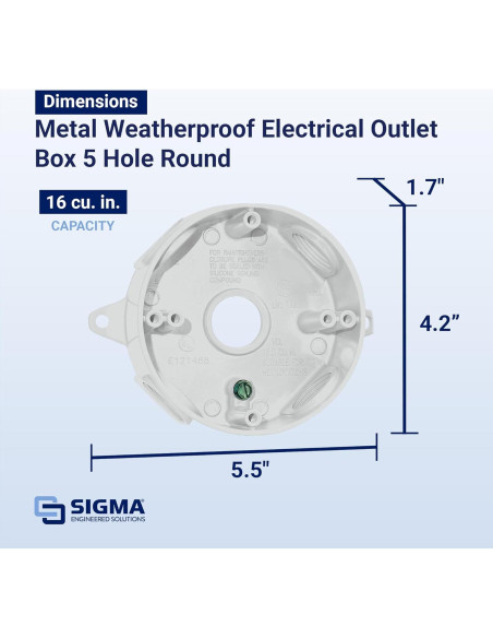 Caja Redonda 5 Agujeros 13.97 cm Sigma Electric 143854WH