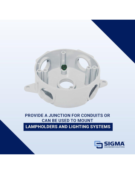 Caja Redonda 5 Agujeros 13.97 cm Sigma Electric 143854WH