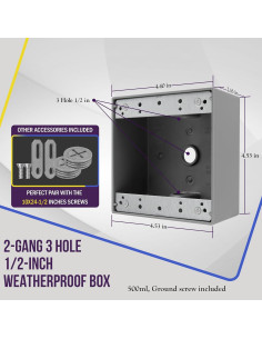 Caja de salida exterior ENERLITES 3 agujeros 1.27 cm Gris 2