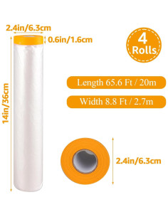 4 Rollos Cubierta Plástica Pre-Cinta 2,68m x 19,81m LOYORTY 2