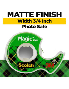 Cinta Mágica Scotch 3 Rollos con Dispensador 1,91 cm x 762 cm 2