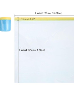 Película de Enmascarar Pre-Cinta uxcell 1.5m x 20m PE Azul 2