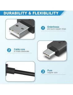 Cable de carga USB C PwrON para Tribit Flybuds 3 Rosa 91 cm 2