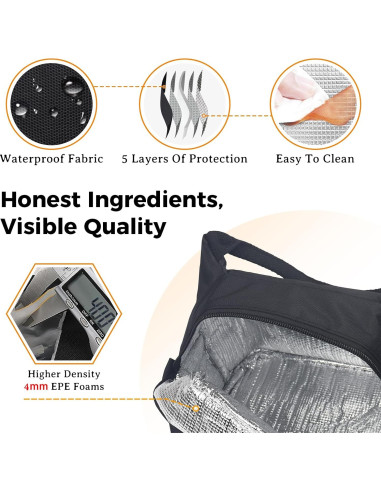 Bolsa de Almuerzo Aislada Aosbos Negra 10L para Adultos