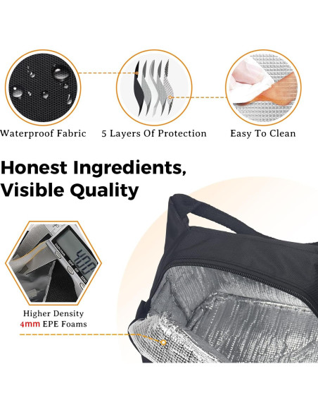 Bolsa de Almuerzo Aislada Aosbos Negra 10L para Adultos