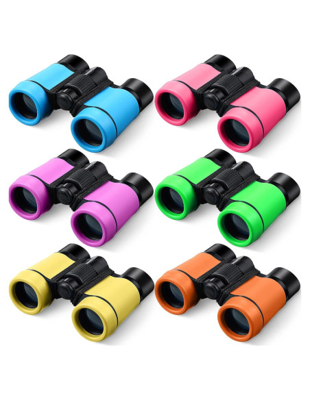 Juego de 6 Binoculares Yunsailing para Niños 4x30 Colores Vivos