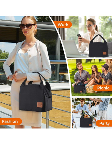 Bolsa de Almuerzo Aislada Aosbos Negra 10L para Adultos