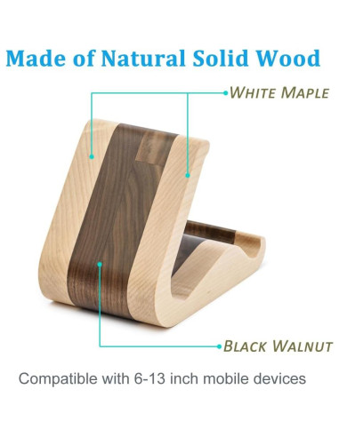 Soporte para Tablet de Madera MTWhirldy Universal 6-13"