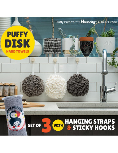 Toallas de Mano JJ KENT Fluffy Puffins - Juego de 3 Microfibra