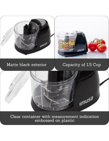 Picador Mini Eléctrico IMUSA GAU-80319B 1.5 Tazas Negro