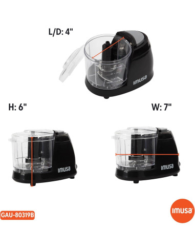 Picador Mini Eléctrico IMUSA GAU-80319B 1.5 Tazas Negro