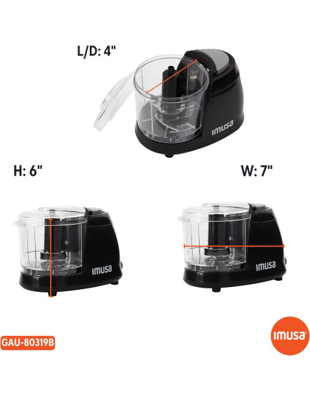 Picador Mini Eléctrico IMUSA GAU-80319B 1.5 Tazas Negro