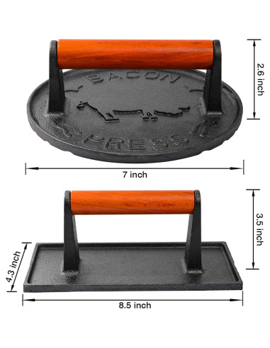 Prensa de Tocino Hierro Fundido Vivicreate 2 Pcs 20x17 cm