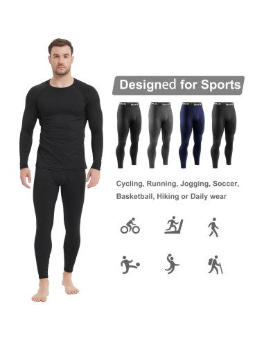 Paquete de 4 Pantalones de Compresión Térmica Hombre - Forro Polar