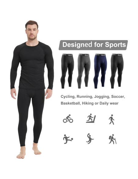 Paquete de 4 Pantalones de Compresión Térmica Hombre - Forro Polar