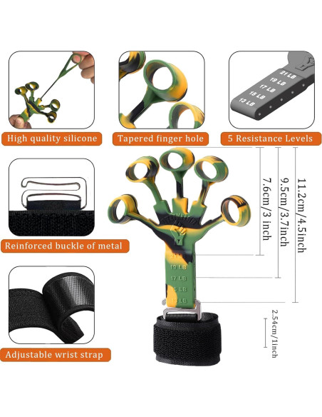 Entrenador de Fuerza de Agarre QTZFKFLHD - 5 Niveles Ajustables