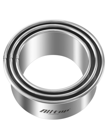 Conjunto de Cortadores de Galletas Redondos ALLTOP - Acero Inoxidable 3 Piezas