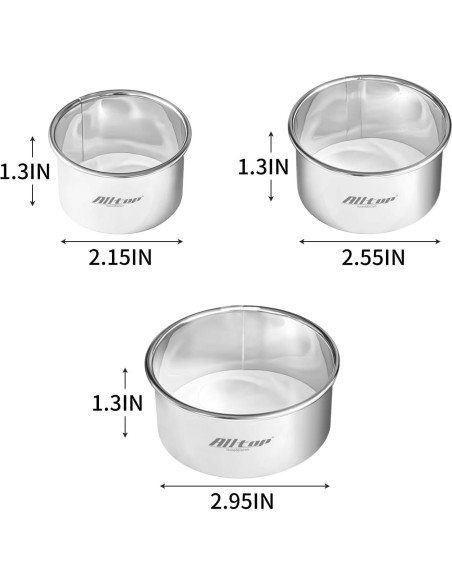 Conjunto de Cortadores de Galletas Redondos ALLTOP - Acero Inoxidable 3 Piezas