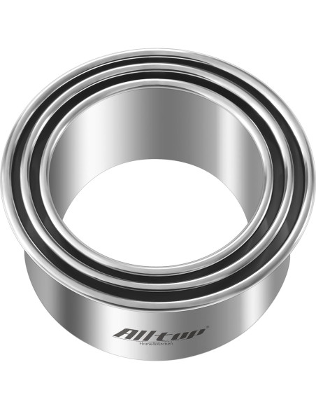 Conjunto de Cortadores de Galletas Redondos ALLTOP - Acero Inoxidable 3 Piezas