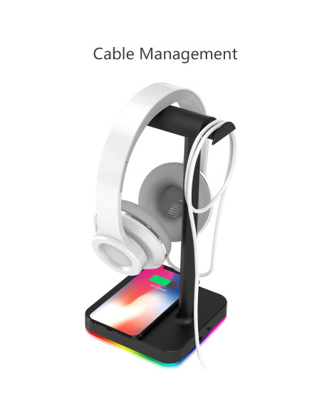 Soporte para Auriculares KAFRI RGB con Cargador Inalámbrico 10W