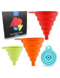 Juego de 4 Embudos de Silicona Colapsables Zulay - Flexibles y Plegables