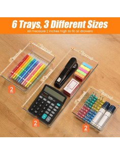 Set de Organizadores de Cajones Criusia 6 Piezas Transparentes 2