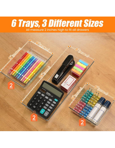 Set de Organizadores de Cajones Criusia 6 Piezas Transparentes