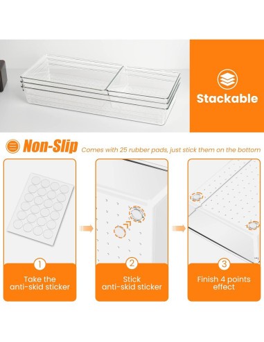 Set de Organizadores de Cajones Criusia 6 Piezas Transparentes