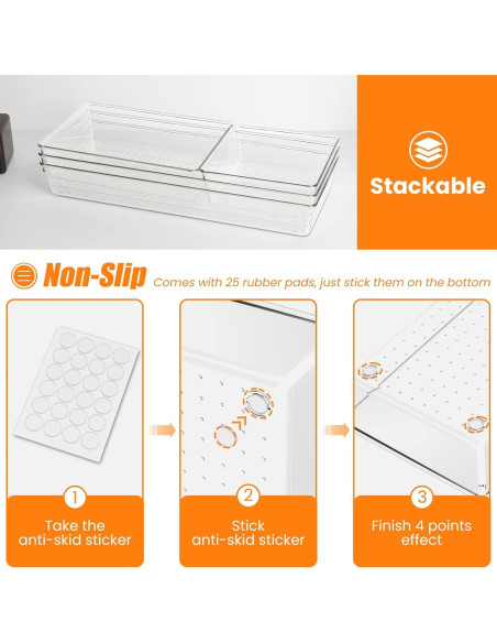 Set de Organizadores de Cajones Criusia 6 Piezas Transparentes