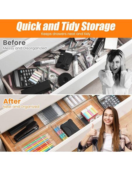 Set de Organizadores de Cajones Criusia 6 Piezas Transparentes