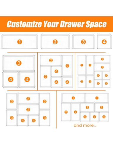 Set de Organizadores de Cajones Criusia 6 Piezas Transparentes