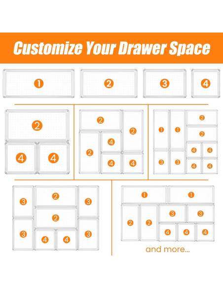 Set de Organizadores de Cajones Criusia 6 Piezas Transparentes