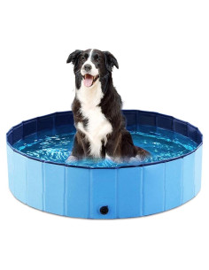 Piscina Plegable para Perros Jasonwell 81 cm Azul Antideslizante