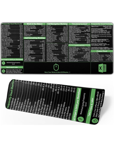 Alfombrilla de Ratón Extendida Granbey 80x30 cm Atajos Excel