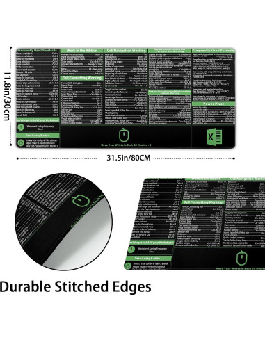 Alfombrilla de Ratón Extendida Granbey 80x30 cm Atajos Excel