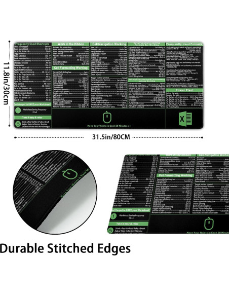 Alfombrilla de Ratón Extendida Granbey 80x30 cm Atajos Excel