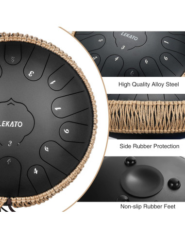 Tambor de Lengua de Acero LEKATO 33 cm 15 Notas para Meditación