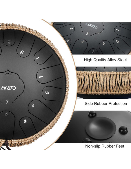 Tambor de Lengua de Acero LEKATO 33 cm 15 Notas para Meditación