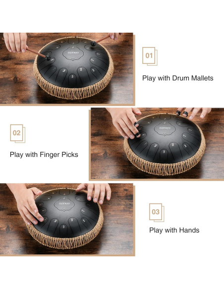 Tambor de Lengua de Acero LEKATO 33 cm 15 Notas para Meditación