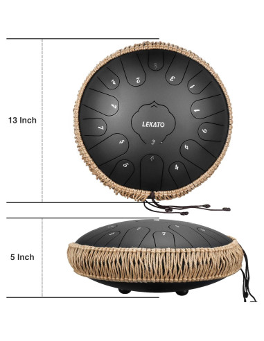Tambor de Lengua de Acero LEKATO 33 cm 15 Notas para Meditación