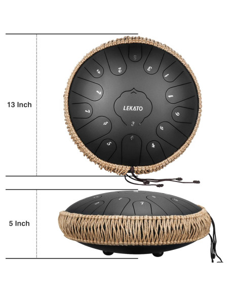 Tambor de Lengua de Acero LEKATO 33 cm 15 Notas para Meditación
