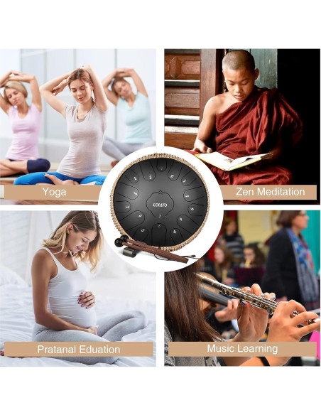 Tambor de Lengua de Acero LEKATO 33 cm 15 Notas para Meditación