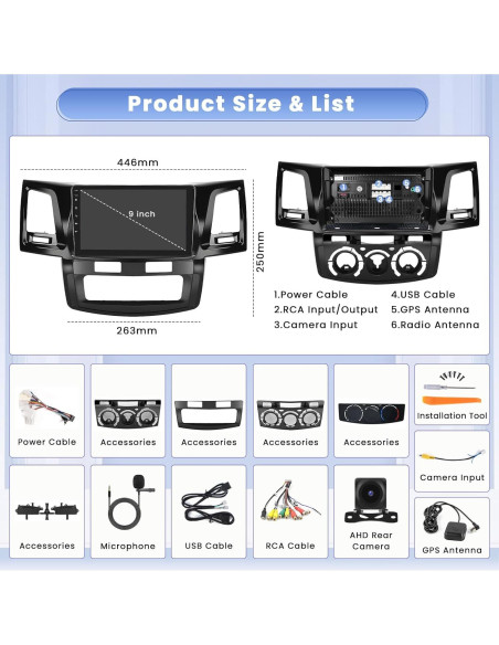 Estéreo Android Hikity 9" para Toyota Fortuner 2005-2014
